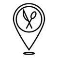 Food pin icon. Food pointer, restaurant symbol