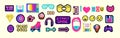 Food pixel art 80s style icons element design stickers, logo, mobile app, menu. Game assets 8-bit sprite sheet. Fast