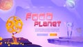 Food planet cartoon landing page, fantasy game Royalty Free Stock Photo