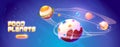 Food planets banner of space arcade game