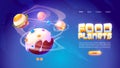 Food planets banner of space arcade game