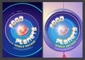 Food planets mobile arcade with pizza in space