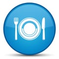 Food plate icon special cyan blue round button Royalty Free Stock Photo