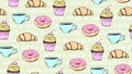 Food pop art handdrawn colorful pattern Royalty Free Stock Photo