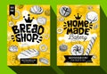 Food poster bakery cards set sketch style. Modern sketch elements collection packaging, posters, cards design. Royalty Free Stock Photo