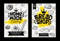 Food poster bakery cards set sketch style. Modern sketch elements collection packaging, posters, cards design. Royalty Free Stock Photo