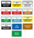 Food preparation area cooked meat area only icon. Food safety colour coded sign. Cooked meat area only symbol. flat style