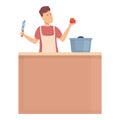 Food preparing icon cartoon vector. Domestic household