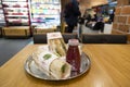 Food of Pret a Manger chain store, Manchester airport, UK Royalty Free Stock Photo