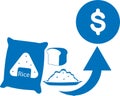 Food price hike icon, Food icon, Food price high blue vector icon