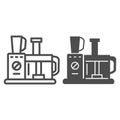 Food processor line and solid icon, Kitchen equipment concept, Food blender machine sign on white background, Machine