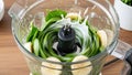 Food Processor with Spinach and Banana Royalty Free Stock Photo