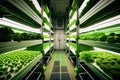 food production facility, with large-scale hydroponic growing system and modern technology