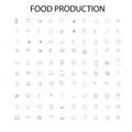 food production icons, signs, outline symbols, concept linear illustration line collection Royalty Free Stock Photo