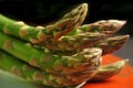 Food products, close up of a group of asparagus