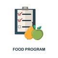 Food Program flat icon. Colored element sign from online medicine collection. Flat Food Program icon sign for web design Royalty Free Stock Photo