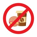 Food prohibition, no food or drink allowed sign