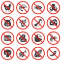 Food prohibition signs vector icons set Royalty Free Stock Photo