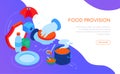 Food provision and charity - modern colorful isometric web banner