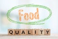 Food quality sign made of wooden cubes Royalty Free Stock Photo