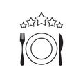 food rating icon, critic or review culinary, restaurant feedback, catering guide, evaluation or cook reputation, thin line symbol