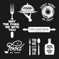 Food related typography set. Quotes about cooking. Vintage vector illustration. Royalty Free Stock Photo