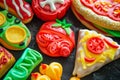 food replicas made with multicolored plasticine