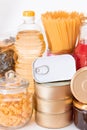 Food Reserves: Canned Food, Spaghetti, Tomato Juice, Pasta and Grocery