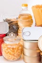 Food Reserves: Canned Food, Spaghetti, Tomato Juice, Pasta and Grocery