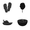 Food, rest, cafe and other web icon in black style. pussy, porridge, berries icons in set collection.