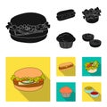 Food, rest, refreshments, and other web icon in black,flat style.Cake, biscuit, cream, icons in set collection.