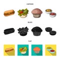 Food, rest, refreshments, and other web icon in cartoon,black,flat style.Cake, biscuit, cream, icons in set collection.