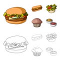 Food, rest, refreshments, and other web icon in cartoon,outline style.Cake, biscuit, cream, icons in set collection.