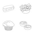 Food, rest, refreshments, and other web icon in outline style.Cake, biscuit, cream, icons in set collection.