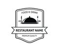 Food restaurant and cafe badge black white logo design Royalty Free Stock Photo