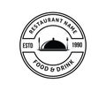 Food restaurant and cafe badge black white logo design Royalty Free Stock Photo