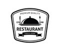 Food restaurant and cafe badge black white logo design Royalty Free Stock Photo