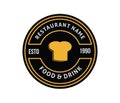 Food restaurant and cafe black gold badge logo design Royalty Free Stock Photo