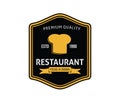 Food restaurant and cafe black gold badge logo design Royalty Free Stock Photo