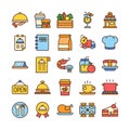 Food and restaurant icon set in flat style design Royalty Free Stock Photo