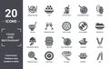 food.and.restaurant icon set. include creative elements as braised abalone, shaobing, sea cucumber, black sesame soup, moon cake,