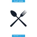 Food, Restaurant Icon Vector Logo Design Template. Spoon, Fork and Knife Object