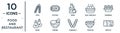 food.and.restaurant linear icon set. includes thin line soya, cider, pamonha, congee, tong sui, brittle, baozi icons for report,