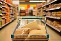 Aisle hypermarket store cart shelf consumer retail supermarket grocery product purchase market