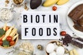 Food rich in biotin. Natural sources of vitamin B7 Royalty Free Stock Photo