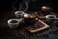 morning cafe cup drink mug brown espresso breakfast aroma bean. Generative AI.