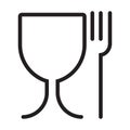 Safe food preservation sign. Glass and fork, black and white vector icon.food safe icon. Symbols for marking plastic dishes. Royalty Free Stock Photo