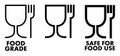 Food safe material sign. Wine glass and fork symbol meaning plastics is safe.