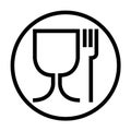Food safe symbol. The international icon for food safe material are a wine glass and a fork symbol. Large version in round Royalty Free Stock Photo