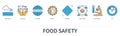 Food safety concept with icons in minimal flat line style Royalty Free Stock Photo